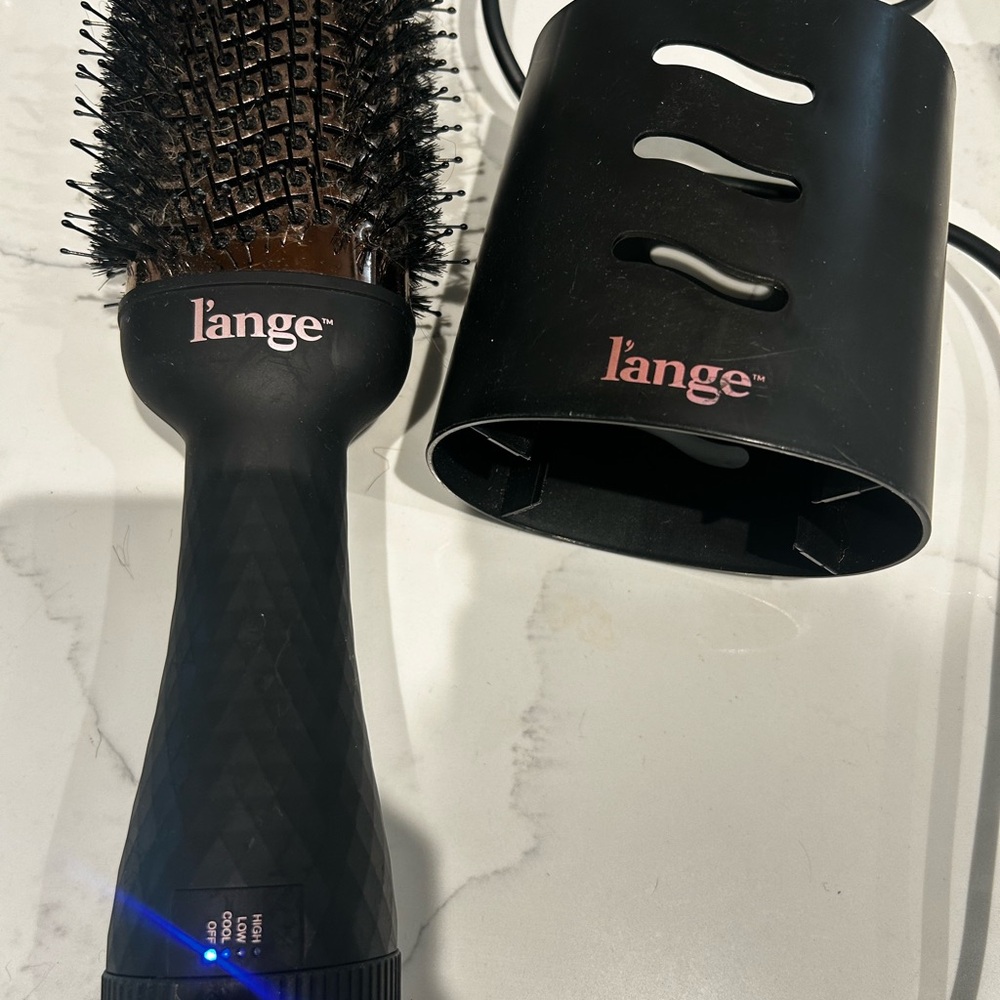 L'ange Black Hair Brush with Holder